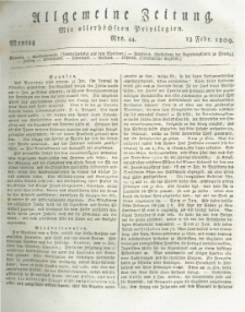 Allgemeine Zeitung: mit allerhöchsten Privilegien. 1809.02.13 Nro.44