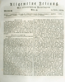 Allgemeine Zeitung: mit allerhöchsten Privilegien. 1809.02.15 Nro.46