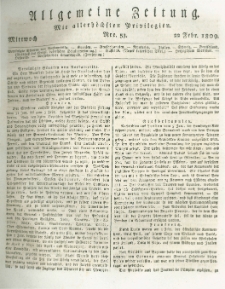 Allgemeine Zeitung: mit allerh&ouml;chsten Privilegien. 1809.02.22 Nro.53