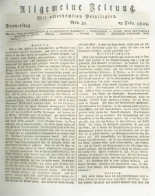 Allgemeine Zeitung: mit allerh&ouml;chsten Privilegien. 1809.02.23 Nro.54
