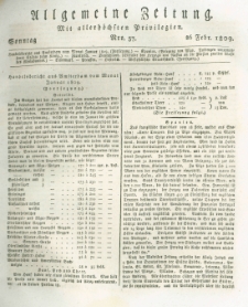 Allgemeine Zeitung: mit allerh&ouml;chsten Privilegien. 1809.02.26 Nro.57