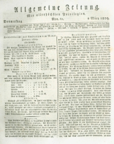 Allgemeine Zeitung: mit allerh&ouml;chsten Privilegien. 1809.03.02 Nro.61
