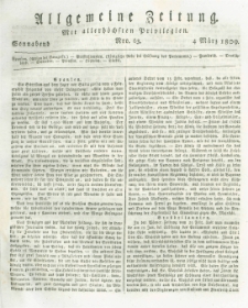 Allgemeine Zeitung: mit allerh&ouml;chsten Privilegien. 1809.03.04 Nro.63