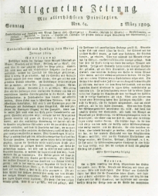Allgemeine Zeitung: mit allerh&ouml;chsten Privilegien. 1809.03.05 Nro.64