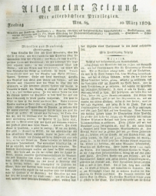Allgemeine Zeitung: mit allerh&ouml;chsten Privilegien. 1809.03.10 Nro.69