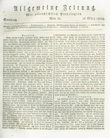 Allgemeine Zeitung: mit allerhöchsten Privilegien. 1809.03.12 Nro.71