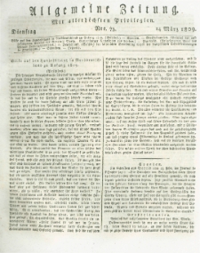 Allgemeine Zeitung: mit allerh&ouml;chsten Privilegien. 1809.03.14 Nro.73
