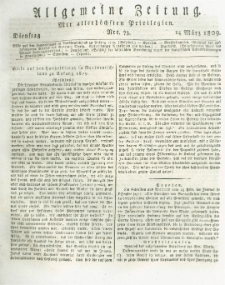 Allgemeine Zeitung: mit allerhöchsten Privilegien. 1809.03.14 Nro.73