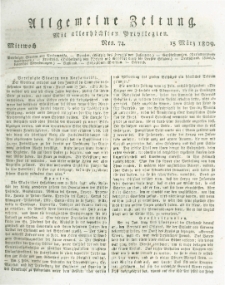 Allgemeine Zeitung: mit allerhöchsten Privilegien. 1809.03.15 Nro.74