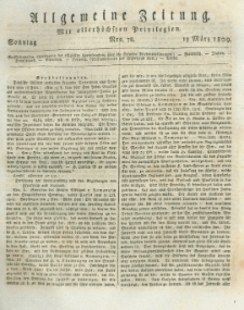 Allgemeine Zeitung: mit allerh&ouml;chsten Privilegien. 1809.03.19 Nro.78