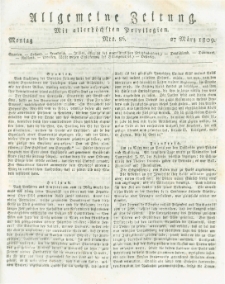 Allgemeine Zeitung: mit allerh&ouml;chsten Privilegien. 1809.03.27 Nro.86