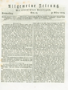 Allgemeine Zeitung: mit allerh&ouml;chsten Privilegien. 1809.03.30 Nro.89
