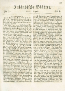 Inländische Blätter. 1814.08.04 Nr31