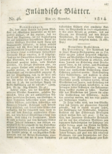 Inländische Blätter. 1814.11.17 Nr46