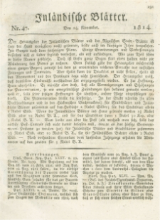 Inländische Blätter. 1814.11.24 Nr47