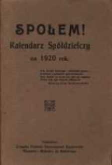 Społem ! Kalendarz Sp&oacute;łdzielczy na 1920 rok.
