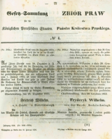 Gesetz-Sammlung f&uuml;r die K&ouml;niglichen Preussischen Staaten. 1854.02.10 No4