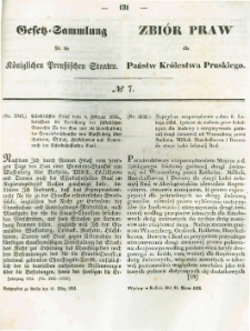 Gesetz-Sammlung f&uuml;r die K&ouml;niglichen Preussischen Staaten. 1854.03.16 No7