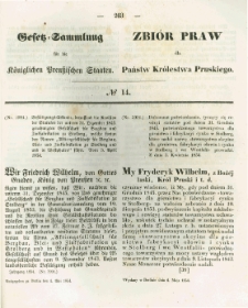 Gesetz-Sammlung f&uuml;r die K&ouml;niglichen Preussischen Staaten. 1854.05.04 No14