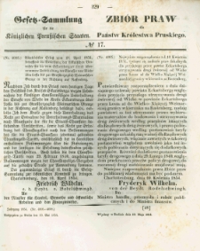 Gesetz-Sammlung für die Königlichen Preussischen Staaten. 1854.05.19 No17
