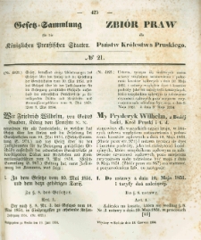 Gesetz-Sammlung f&uuml;r die K&ouml;niglichen Preussischen Staaten. 1854.06.19 No21