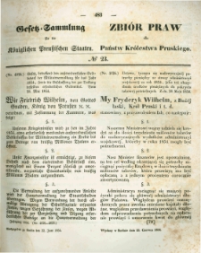 Gesetz-Sammlung f&uuml;r die K&ouml;niglichen Preussischen Staaten. 1854.06.22 No23