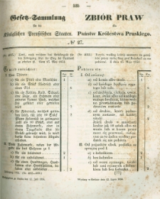 Gesetz-Sammlung f&uuml;r die K&ouml;niglichen Preussischen Staaten. 1854.07.12 No27