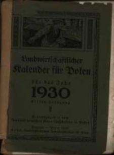 Landwirtschaftlicher Kalender für Polen für das Jahr 1930