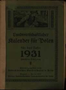 Landwirtschaftlicher Kalender für Polen für das Jahr 1931