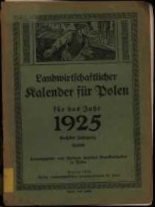 Landwirtschaftlicher Kalender für Polen für das Jahr 1925