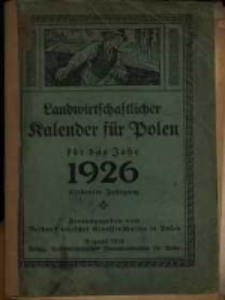 Landwirtschaftlicher Kalender für Polen für das Jahr 1926