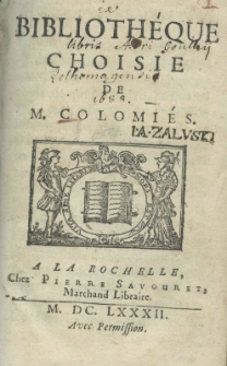 Biblioth&eacute;que choisie de M. Colomi&eacute;s Paul
