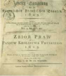 Gesetz-Sammlung f&uuml;r die K&ouml;niglichen Preussischen Staaten. 1819 No1