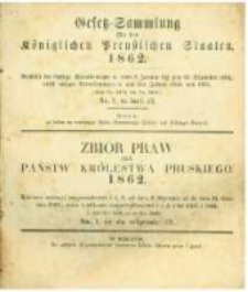 Gesetz-Sammlung für die Königlichen Preussischen Staaten. 1862.01.13 No1