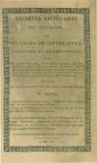 Archives litt&eacute;raires de l'Europe: ou m&eacute;langes de litt&eacute;rature, d'histoire et de philosophie par une soci&eacute;t&eacute; de gens de lettres. Suivis d'une Gazette litt&eacute;raire universelle. 1806 T.9 No.27
