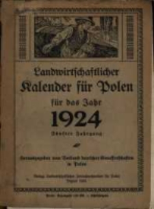 Landwirtschaftlicher Kalender f&uuml;r Polen f&uuml;r das Jahr 1924