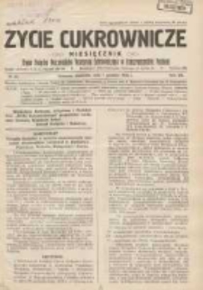 Życie Cukrownicze : miesięcznik : organ Polskiego Związku Pracownik&oacute;w Przemysłu Cukrowniczego w Rzeczypospolitej Polskiej 1929.12.01 R.7 Nr12