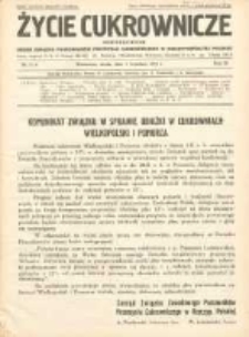 Życie Cukrownicze : miesięcznik : organ Polskiego Związku Pracownik&oacute;w Przemysłu Cukrowniczego w Rzeczypospolitej Polskiej 1931.04.01 R.9 Nr3/4