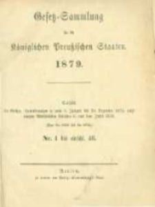 Gesetz-Sammlung für die Königlichen Preussischen Staaten. 1879.01.20 No1