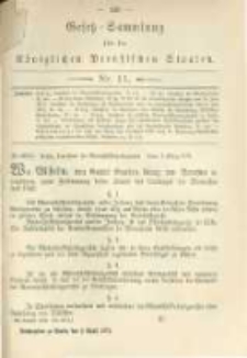 Gesetz-Sammlung f&uuml;r die K&ouml;niglichen Preussischen Staaten. 1879.04.08 No11