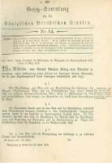 Gesetz-Sammlung f&uuml;r die K&ouml;niglichen Preussischen Staaten. 1879.04.25 No14