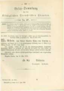 Gesetz-Sammlung für die Königlichen Preussischen Staaten. 1879.07.01 No27