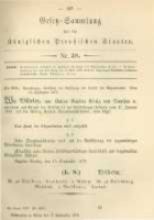 Gesetz-Sammlung für die Königlichen Preussischen Staaten. 1879.09.17 No38
