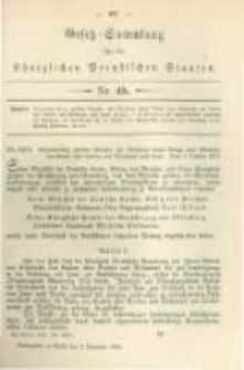 Gesetz-Sammlung f&uuml;r die K&ouml;niglichen Preussischen Staaten. 1879.12.09 No45
