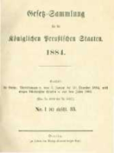 Gesetz-Sammlung für die Königlichen Preussischen Staaten. 1884.01.15 No1