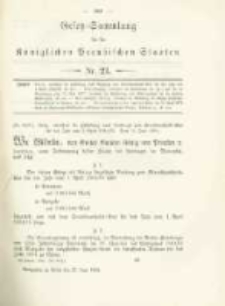 Gesetz-Sammlung f&uuml;r die K&ouml;niglichen Preussischen Staaten. 1884.06.27 No21