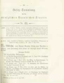Gesetz-Sammlung f&uuml;r die K&ouml;niglichen Preussischen Staaten. 1884.07.10 No22
