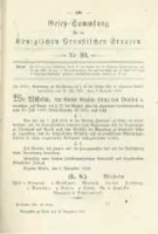 Gesetz-Sammlung f&uuml;r die K&ouml;niglichen Preussischen Staaten. 1884.11.21 No30