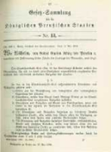 Gesetz-Sammlung f&uuml;r die K&ouml;niglichen Preussischen Staaten. 1898.05.17 No13