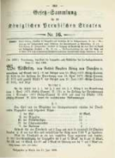 Gesetz-Sammlung f&uuml;r die K&ouml;niglichen Preussischen Staaten. 1898.06.10 No16